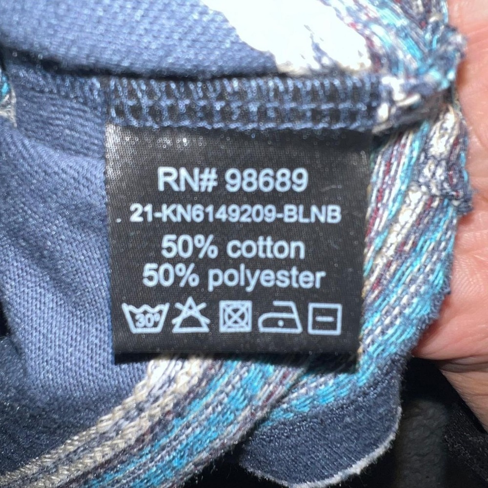 Todd Snyder T Shirt Men's Sz L Blue/Teal Striped Aztec Knit Made in Portugal Tee - Picture 6 of 9